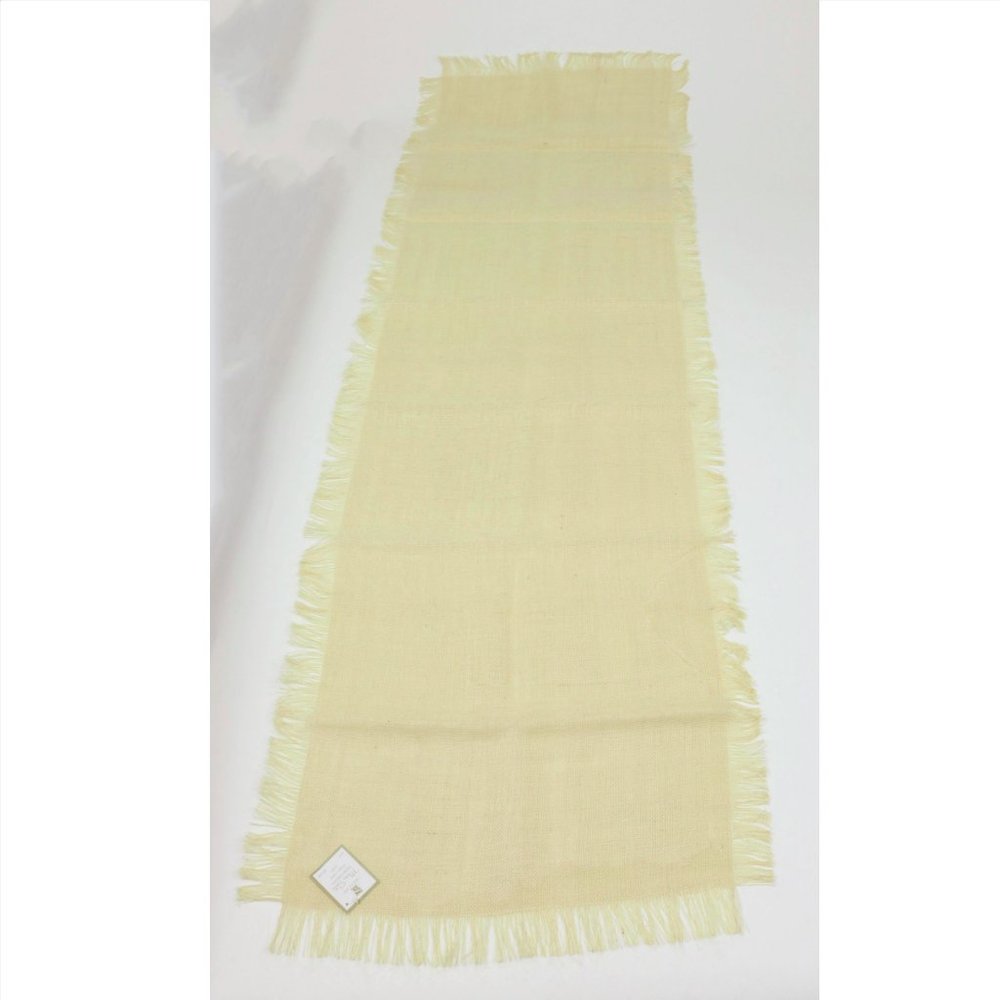 NWT Ivory Jute Burlap Table Runner with Fringe